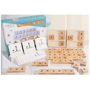 Venda quente Crianças Número De Madeira Matemática Calcular Board Montessori Puzzle Crianças presente Matemática Contando Brinquedo Educacional