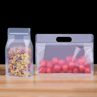 Sacs de rangement pour aliments en plastique mat transparent avec fermeture éclair, fond carré, pour snacks