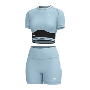 Conjunto Deportivo Personalizado para Mujer, Camiseta de Manga Corta, Pantalones Cortos de Cintura Alta, Tira Reflectante para Entrenamiento Nocturno - Product Image 1