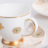 Ensemble de tasses à thé et à café en porcelaine fine florale, style vintage de luxe, pour hôtels et restaurants du Moyen-Orient, vente en gros