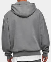 Vente en gros de sweats à capuche personnalisés pour hommes en denim uni, 100% coton, coupe oversize, épaules tombantes, style streetwear, 500 g/m², poids lourd, design de logo