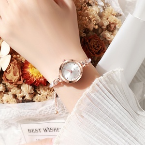 Elegant Ladies Bracelet Watch Rose Gold <b>Case</b> Teal Dial Blue Gemstone Accents - Product Image 4