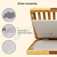Petit et grand égouttoir de table pliable en marbre Ustensiles Évier en bois de bambou Porte-vaisselle en diatomite pour comptoir de cuisine avec pieds