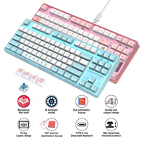 Redwingy L600 87 Key Mechanical Keyboard Hot Sublimation Key Cap Hot-swap Ergonomic 20 LED Lighting Wired Keyboard for Computer