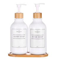 Bouteille de savon en plastique rechargeable avec pompe, 16 oz, sans BPA, distributeur de savon pour les mains, anti-fuite, réutilisable, conteneur de lotion liquide
