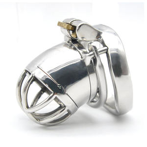 S/L Silver Stainless Steel Male <strong>Chastity</strong> Device Penis Lock Cock <strong>Cage</strong> with <strong>Spiked</strong> Ring Sex Toys for Men Game - Product Image 1