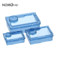 NOMOY PET, nuevo cuenco de alimentación antiescape transparente azul blanco con comedero suplementario para reptiles