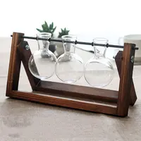 Grand hydroponique créative plante vase en verre transparent cadre en bois vase