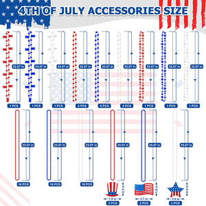 72 accesorios del 4 de julio, collares de cuentas del Día DE <span class=keywords><strong>LA</strong></span> Independencia, colgante de banderas de sombrero de EE. UU., patriótico, cuatro de julio, rojo, azul, blanco - Product Image 2