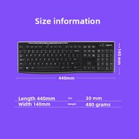 Nouveau clavier sans fil K270 2,4 GHz en plastique pour bureau, maison et entreprise, USB, multimédia, programmable, pleine taille