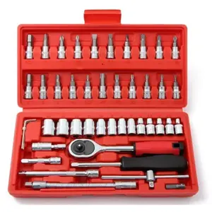 High Quality Auto Repair impact socket set Manual tool set 46 pcs 1/4" magnetic Wrench Socket Set