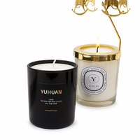 Bougie parfumée artisanale de qualité supérieure en cire de soja dans un bocal en verre transparent moderne, aromathérapie romantique pour la Saint-Valentin, Noël, Diwali