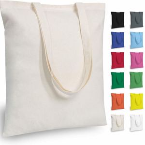 Bolsas de tela con logo impreso personalizado, bolsas de sublimación lisas, multicolor, blancas, de algodón, para compras, reutilizables. - Product Image 1