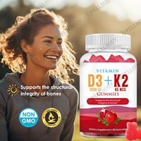 WELLBODY OEM Gummies de Vitamine D3 K2 de Qualité Alimentaire pour Adultes - 60 Gummies Soutient la Santé des Os, du Cœur, l'Absorption du Calcium et le Système Immunitaire