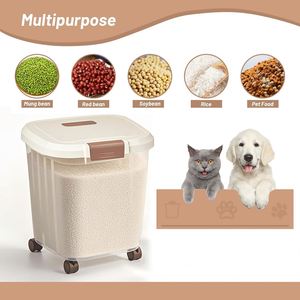 Kitchen Items Large 25kg Rice Barrel Transparent Sealed Dry Grains Storage Boexs <b>Plastic</b> <b>Food</b>-grade <b>Containers</b> with Wheels - Product Image 3