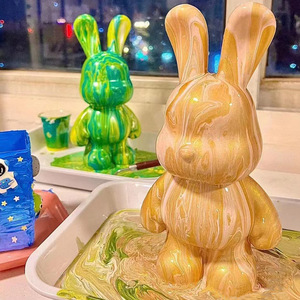 人気の アート クラフト DIY フルイド ラビット トイ プラスチック製 無地 アニマル ドール ペインティング フィギュア フルイド ベア 学校の贈り物に - Product Image 4