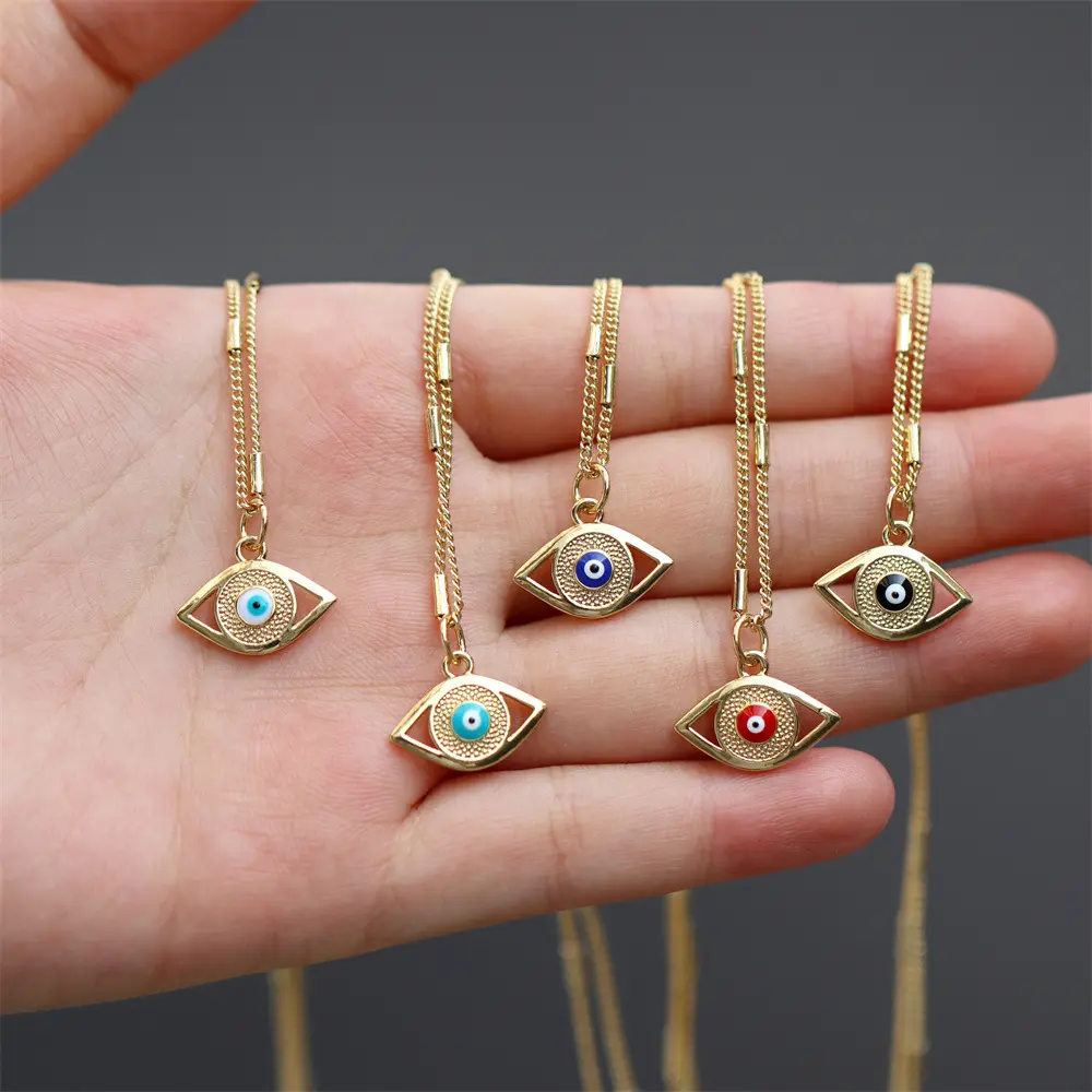 GT New Design Necklace 2022 Fashion 18k Gold Plated Not Fade Enamel Eyes Charm Pendant Necklace For Women Jewelry