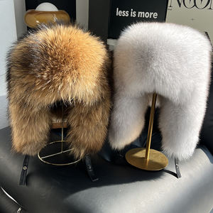 Gorro de Piloto de Piel de Zorro 2025, Grueso, Cálido, para Montar al Aire Libre, Resistente al Viento, para Invierno, con Piel de Mapache - Product Image 4