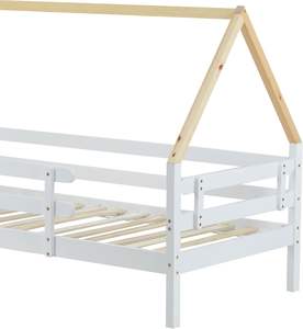 <span class=keywords><strong>Cama</strong></span> individual y <span class=keywords><strong>nido</strong></span> para niños 180X200 cm Expandible con base de listones de ruedas Diseño de casa del árbol con protección contra caídas - Product Image 2