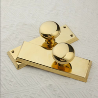 Poignée de porte en laiton massif, finition or PVD, avec serrure de confidentialité et de passage, pour intérieur et salle de bain, ensemble de quincaillerie à mortaise