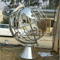 Globe terrestre en acier inoxydable, décoration, grande sculpture de globe en acier