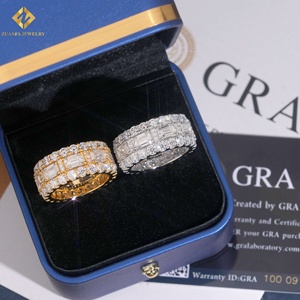 Moissanite Eternity Band <b>Rings</b> 18K Gold Plated Emerald Cut Pave Setting Luxury <b>Mens</b> Wedding Jewelry <b>Ring</b> - Product Image 2
