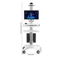 Chariot médical ergonomique mobile direct usine avec support coulissant pour clavier, plateau et porte-gobelet, compatible ordinateur et PTZ, pour usage hospitalier, en ABS