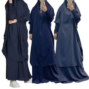 2022 New Muslim Young Ladies Malaysia Arab Nida Islamic Abaya Dress Suit Dubai Prayer Dress Robe Abaya