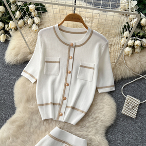 <span class=keywords><strong>Ensemble</strong></span> 2 pièces d'été pour femmes : haut et jupe tricotée, survêtement de <span class=keywords><strong>jogging</strong></span>, vente en gros - Product Image 3