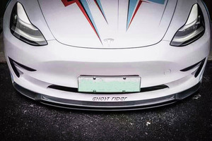Kit de carrosserie en Fiber de carbone Style artisanal pour Tesla modèle 3 séparateur avant jupes latérales Spoiler arrière - Product Image 3
