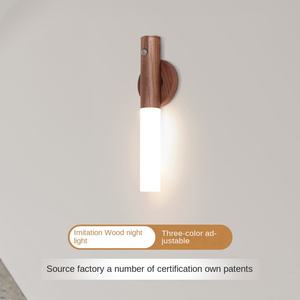Veilleuse LED tricolore créative moderne alimentée par USB motif en bois ABS pour l'atmosphère de la maison intelligente blanche pour la cuisine de chevet - Product Image 3