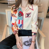 2025 Oem nouvelle mode lettre imprimé Ol chemises femmes Blouses été printemps décontracté ample à manches longues hauts Blusas Mujer