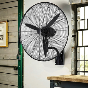 Ventilateur mural industriel noir de 26 pouces avec grille de sécurité, trois pales en aluminium, commande mécanique, puissant pour usage extérieur intensif - Product Image 6