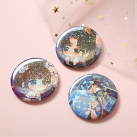 Badges en métal vierges personnalisés avec logo Anime, en fer blanc, holographiques, laser, avec épingle de sûreté, vente en gros