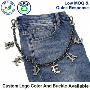 Cartera cadena letra logotipo personalizado Metal Acero inoxidable Hip Hop Punk pantalón bolsillo personalizado pantalones cartera Jeans cadena para hombres - Product Image 1