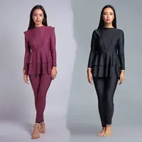 Baju Renang Kasual Lengan Panjang, Baju Renang Muslim Warna Polos & Pakaian Pantai Islam Sederhana 3 Potong