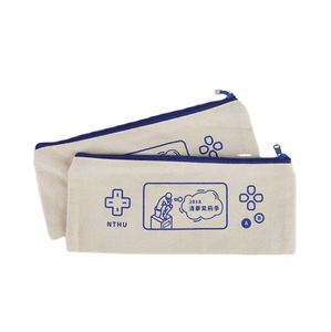 Wholesale Color Cotton Canvas Zipper Pouch with logo Print Pencil <b>case</b> - Product Image 3