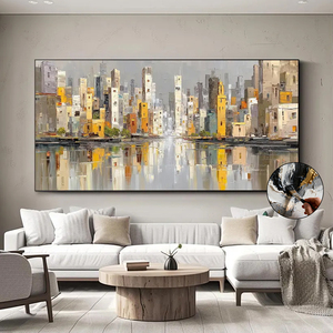 <span class=keywords><strong>Arte</strong></span> Murale di Lusso per Arredamento Casa, Stampa Artistica Astratta con <span class=keywords><strong>Riflessi</strong></span> Urbani, Dipinto a Olio su Tela Moderno di Grandi Dimensioni - Product Image 1