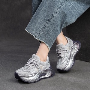 Nuevo estilo de zapatillas deportivas transpirables de malla con brillantes pedrerías, adecuadas para uso casual, versátiles y a la moda, para mujer. - Product Image 2