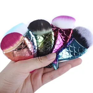 Cosmetic Fish Tools Kit Powder Face Make Up Brushes Professional Blush brush Tail Mermaid Holder Shape Makeup Foundation