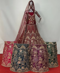 Premium <b>Net</b> Lehenga Set with Beaded Embellishment Semi Stitched <b>Skirt</b> Unstitched Blouse <b>for</b> Bridal Party Wear - Product Image 5
