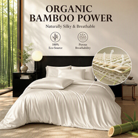 Parure de lit de luxe en bambou tissé 300TC 4 pièces, rafraîchissante, respirante, anti-humidité, certifiée OEKO-TEX, avec drap et taies d'oreiller