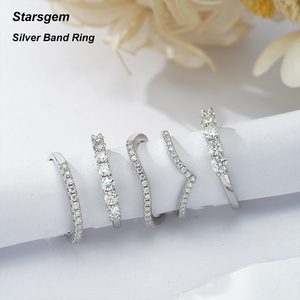 Starsgem Lab Created Moissanite Stone <b>Ring</b> S925 Sliver DEF Color VVS Moissanite Wedding Band Sterling <b>Silver</b> <b>Ring</b> - Product Image 2