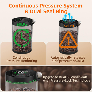 Oversized Airtight Electric Vacuum Coffee Canister,Rechargeable Food Storage <b>Container</b> with LED Display&Smart Pressure Sensor - Product Image 3