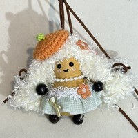 Pendentif en bois fait main, style dessin animé, mignon, en forme de gourde et de coquille de noix, avec breloque sœur à cheveux bouclés, poupée créative de style guérison, porte-sac Yiwu