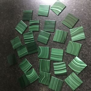 Pietra preziosa di lusso di alta qualità in pietra di Malachite quadrati in fogli solidi spazi vuoti intarsi gioielli che fanno 30*30*2mm - Product Image 3