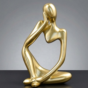 Statuetta di Persona Bianca che Pensatore Sostiene il Mento con Entrambe <span class=keywords><strong>le</strong></span> Mani, Ornamento per la Casa, Decorazione Astratta in Resina, Regalo Artigianale - Product Image 5