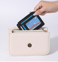Dompet Kulit PU Ultra Tipis 5 Slot Tempat Kartu Slim Tempat Kartu Kredit Bank Mini Dompet Koin Pria Bisnis Tempat Kartu Identitas Kecil