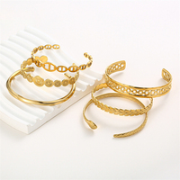 Gelang Manset Fashion Wanita Trendi Terbaru, Perhiasan Punk Logam Emas Multi-Layer Geometris Hati Bintang Ular, Gelang Terbuka