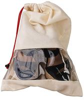 Lot de 4 sacs réutilisables en mousseline de coton, sac en toile respirant avec cordon de serrage et fenêtre transparente en maille, rangement pour tissu.